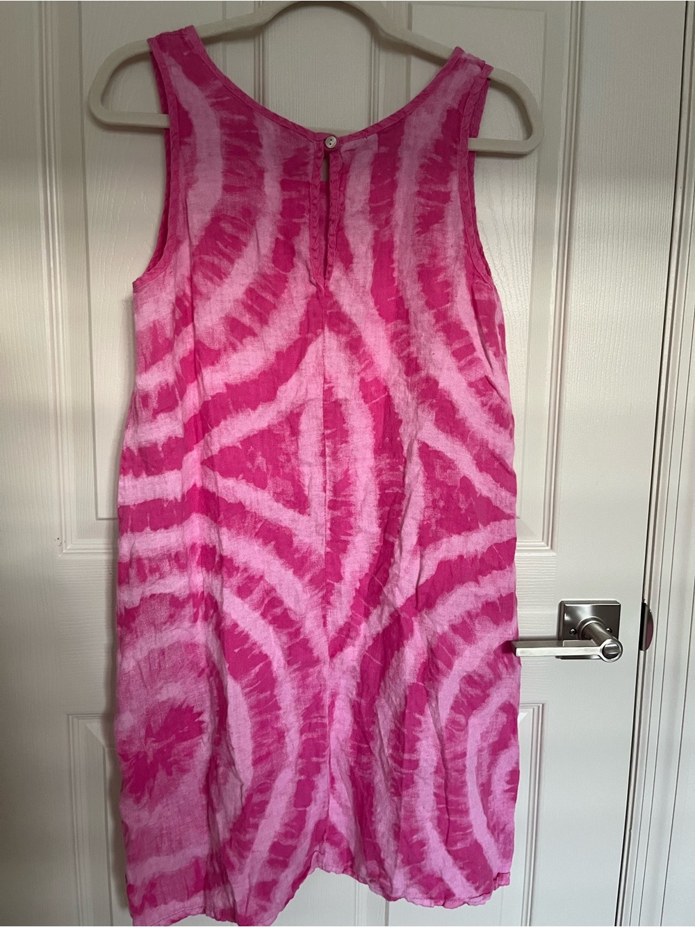 Vasna Pink Tie-Dye Scoop Neck Swim Cover-Up Dress small 100% linen - Picture 7 of 11